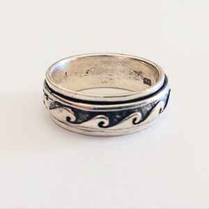 Sterling Silver 925 Unisex Spinner Fidget Wave Ring